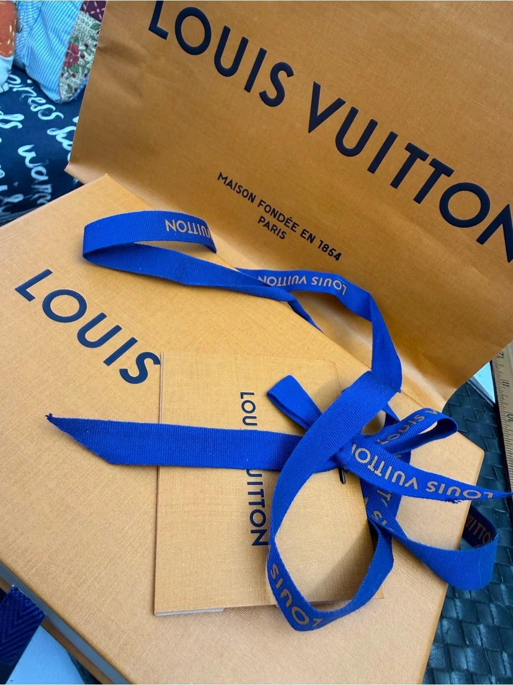 Louis Vuitton Black Textured Leather Card Holder with Gold Foil Stamp